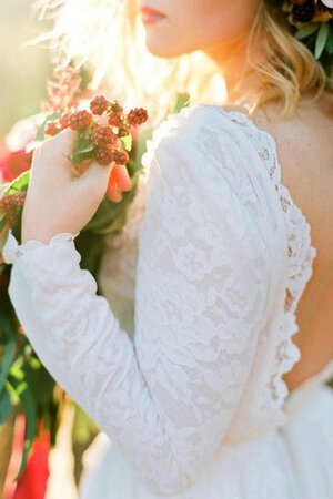 Abito da Sposa con Festone Elegante Tubino in Chiffon in pizzo con Maniche Lunghe - Foto 3