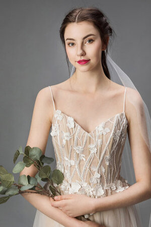Tüll Ärmelloses Schlussverkauf Romantisches Brautkleid mit Blume - Bild 4