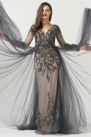 Robe de bal en satin extensible mignonne avec perles officiel longue - Photo 2