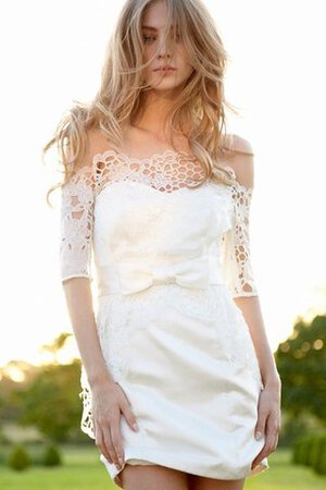 Robe de mariée décontracté naturel en satin dos nu col en forme de cœur - Photo 1