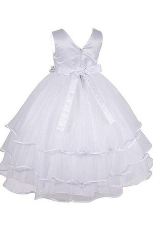 Robe de cortège enfant a-ligne asymétrique avec gradins v encolure ruché - Photo 3