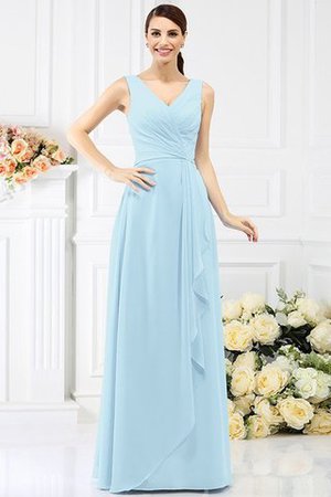 Robe demoiselle d'honneur longue de fourreau en chiffon avec perle v encolure - Photo 18