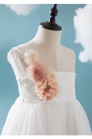 Robe de cortège enfant longueru au niveau de sol avec fleurs de lotus appliques - Photo 5