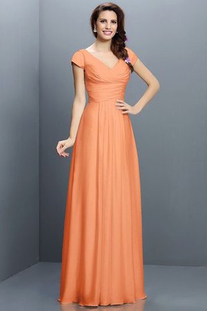 Robe demoiselle d'honneur plissé avec zip en chiffon de princesse a-ligne - Photo 20