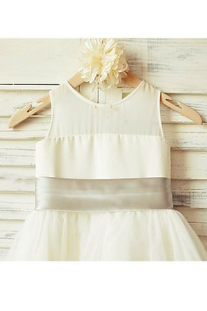 Robe de cortège enfant naturel avec sans manches avec fleurs en tulle avec zip - Photo 3