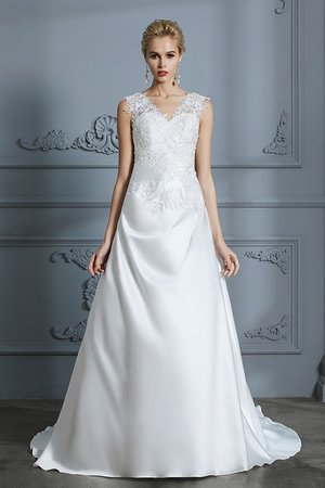 Robe de mariée décolleté dans le dos a-ligne rêveur longue officiel - Photo 3