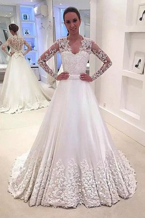 Vestido de Novia de Corte princesa de Manga larga de Escote en V de Cola Barriba - Foto 1