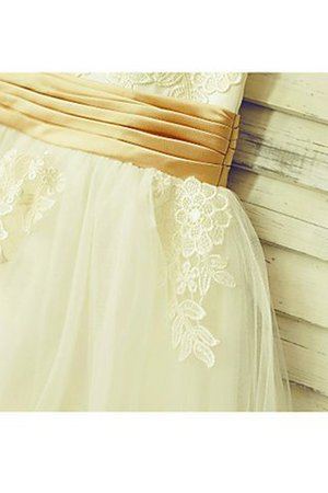 Abito da Cerimonia Bambini A-Line Sotto Ginocchio in Pizzo in Tulle con Fiore - Foto 5