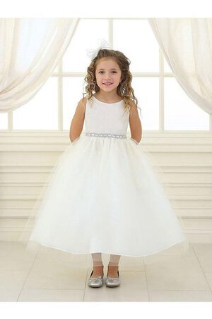 Abito da Cerimonia Bambini in Tulle con Perline Tondo con Increspature con Piega Naturale - Foto 3