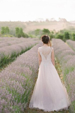 Abito da Sposa con Perline Senza Maniche in pizzo Spazzola Treno decorato V-Scollo - Foto 3