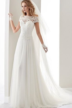 Abito da Sposa Senza Maniche A-Line Elegante con Festone a Sala con Perline - Foto 1