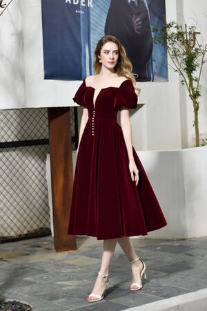 Robe de bal avec manche courte ruchés longs salle interne accrocheur simple - Photo 4