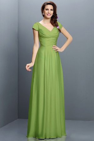 Robe demoiselle d'honneur plissé avec zip en chiffon de princesse a-ligne - Photo 14