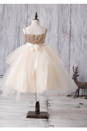 Robe de cortège enfant naturel brillant textile en tulle de lotus avec nœud - Photo 4