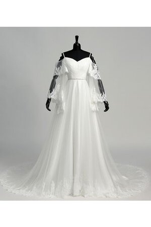 Robe de mariée croisade bretelles spaghetti de traîne moyenne avec zip textile en tulle - Photo 3