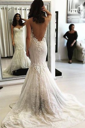 Vestido de Novia de Escote Corazón de Natural de Encaje Adorno de Sin mangas - Foto 1