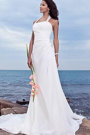 Vestido de Novia de Corte Recto de Playa de Escote halter de Abalorio de Natural - Foto 9