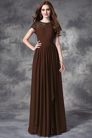 Ärmelloses Chiffon Normale Taille Anständiges Brautjungfernkleid mit Bordüre - Bild 7