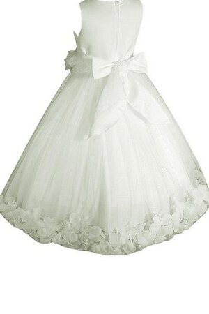 Robe de cortège enfant manche nulle ligne a col u profond avec nœud avec fleurs - Photo 3