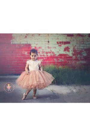 Abito da Cerimonia Bambini Principessa con Fiocco in Tulle decorato Sotto Ginocchio Cappellino - Foto 3