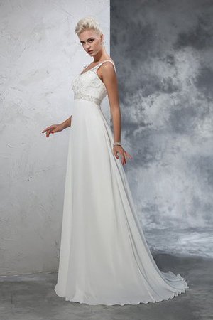 Abito da Sposa Vintage A-Line in Chiffon Coda A Strascico Corto V-Scollo - Foto 3