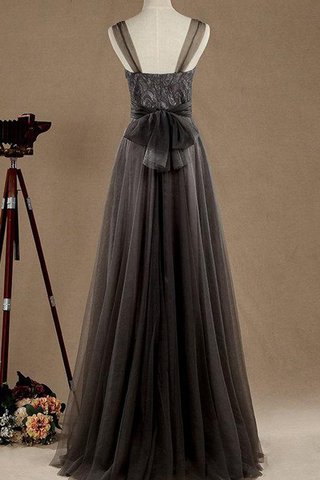 Robe demoiselle d'honneur simple textile en tulle avec nœud avec sans manches col en bateau - Photo 2