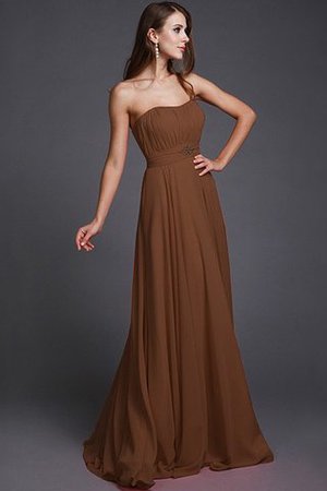 Robe demoiselle d'honneur longue naturel en chiffon ligne a jusqu'au sol - Photo 3