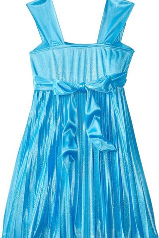 Robe de cortège enfant bretelles spaghetti manche nulle avec zip au niveau de genou a-ligne - Photo 2