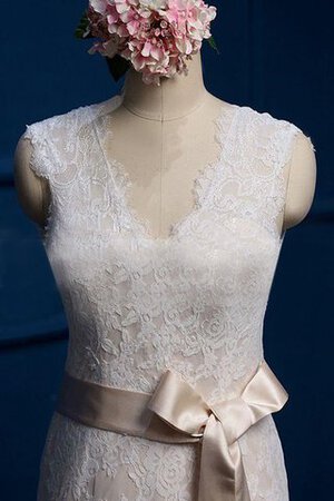 Abito da Sposa Cappellino con Nastro con Fusciacca Senza Maniche V-Scollo Naturale - Foto 4