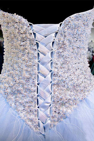 Robe de quinceanera avec cristal avec perle adorable naturel longue - Photo 4