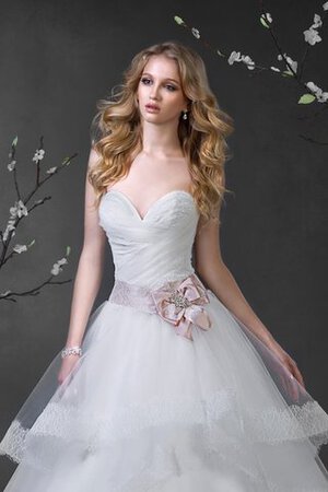 Robe de mariée naturel de mode de bal avec gradins avec nœud à boucles avec lacets - Photo 3