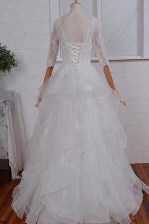 Robe de mariée sage avec zip de col en cœur avec manche longue textile en tulle - Photo 2