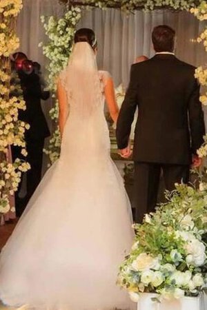 Vestido de Novia en Tul de Encaje Adorno de Apliques de Sin mangas de Natural - Foto 4