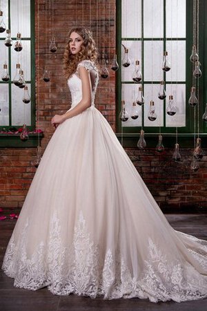 Abito da Sposa con Manica Corte con Bottone con Applique Lungo con Seghettato favola - Foto 4