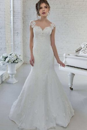 Robe de mariée sexy appliques en dentelle avec perle avec manche épeules enveloppants - Photo 2