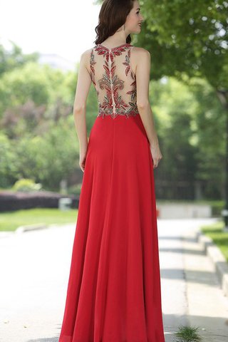 Robe de bal avec sans manches appliques longueur au ras du sol de dos nu avec chiffon - Photo 2