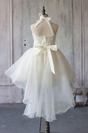 Abito da Cerimonia Bambini Senza Maniche con Nastro Corto in Organza A-Line con Perline - Foto 4