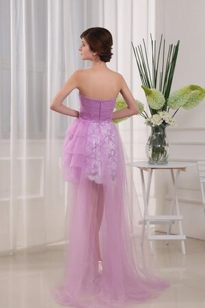 Robe de cocktail elégant de col en cœur ruché appliques textile en tulle - Photo 5