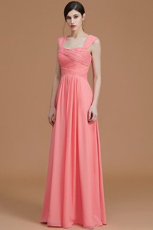 Robe demoiselle d'honneur naturel avec sans manches en chiffon a-ligne ruché - Photo 4