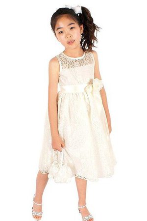 Robe de cortège enfant de tour de ceinture en haute avec zip elevé a-ligne avec nœud - Photo 2