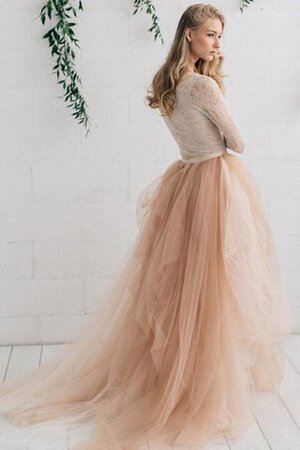 Abito da Sposa Vintage in Tulle A-Line con Seghettato V-Scollo Asimmetrici - Foto 4