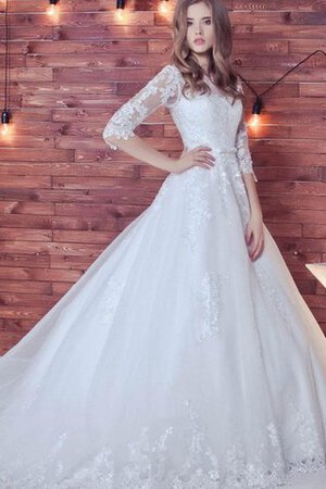 Abito da Sposa Allacciato in Pizzo con Tre Quarti Lunghezza Maniche Elegante favola A Terra - Foto 1