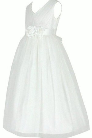 Robe de cortège enfant plissage de tour de ceinture en haute ligne a en tulle manche nulle - Photo 2