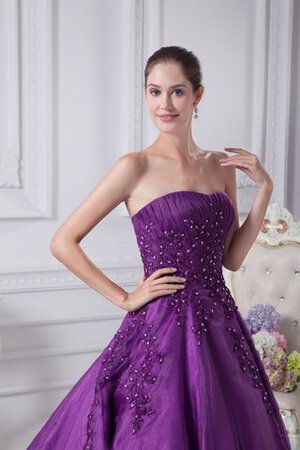 Robe de quinceanera cordon ruché avec perle a-ligne col en forme de cœur - Photo 8