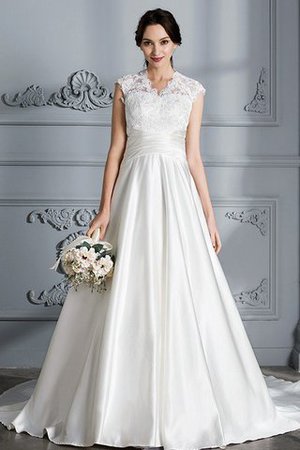 Abito da Sposa Elegante Senza Maniche in Raso Ball Gown V-Scollo - Foto 5