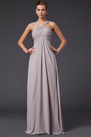 Robe de bal ligne a avec zip dénudé en chiffon avec perle - Photo 1