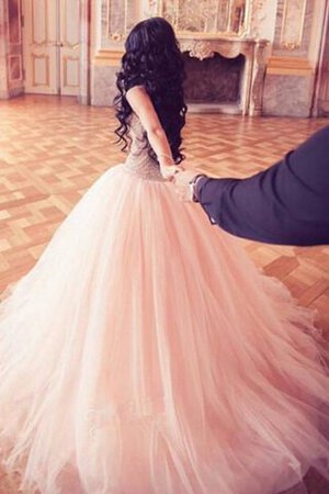 Robe de bal en tissu pailleté manche nulle avec cristal de col en cœur en tulle - Photo 1