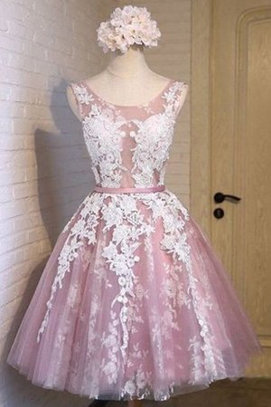 Abito homecoming tondo con applique a-line in tulle stupefacente principessa - Foto 1