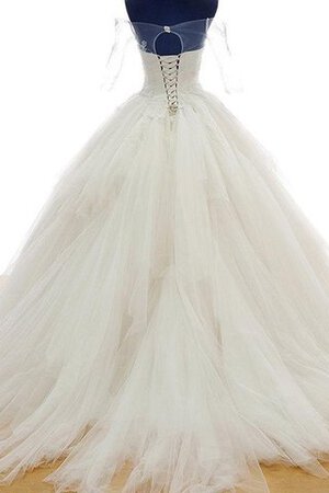 Robe de mariée classique longueur au ras du sol ruché avec décoration dentelle en tulle - Photo 3