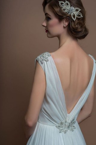 Robe de mariée naturel avec chiffon ligne a col en v foncé - Photo 2